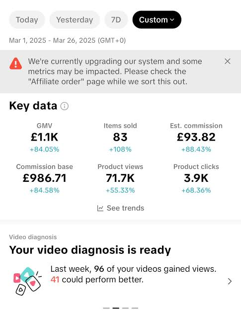 £1.1K GMV in under a month